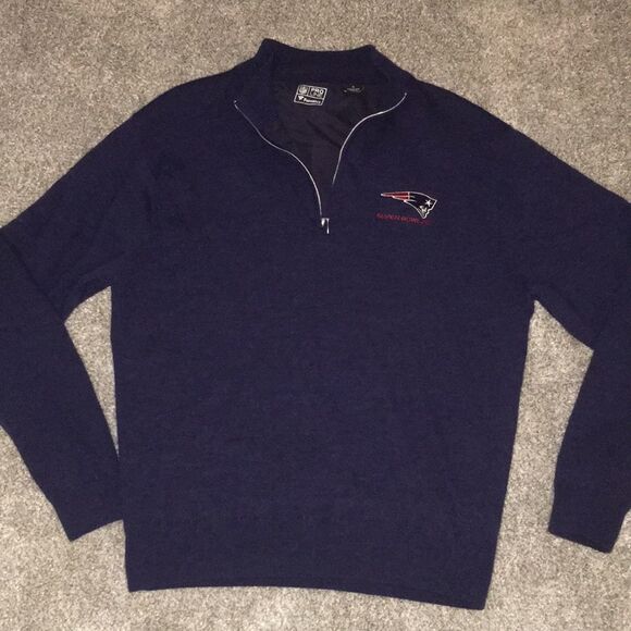 Woman’s New England Patriots Blue Super Bowl Wool lined T neck lined sweater XL - Picture 1 of 5
